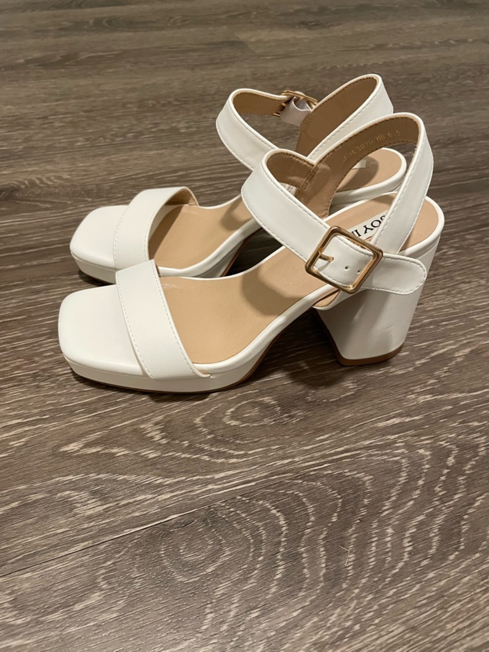 Platform Block Heel Sandals in White